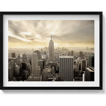 Obraz Závěsný obraz rámeček černé barvy Panorama Empire State Building 80x60 cm