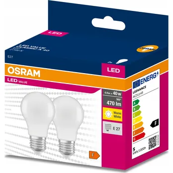 Žárovka 2x LED žárovka E27 A60 4,9W (ekvivalent 40W) 470lm 3000K Osram