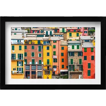 Obraz Dekorativní obraz v rámu do obýváku Barevné budovy architektura 30x20 cm