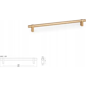 Nábytkové kování Nábytková úchytka VIEFE NOBB 0657 rozteč 320 mm, délka 372 mm, mosaz cava