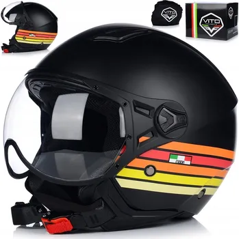 Helma na motorku MOTOCYKLOVÁ PŘILBA OTEVŘENÁ | VITO MODA RETRO MAT | SKÚTR CHOPPER ECE 22.06