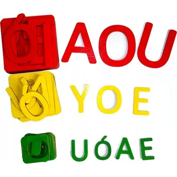 Dřevěná hračka Samohlásky 3 vel, DŘEVĚNÁ PÍSMENA – UČ SE A PROCVIČUJ