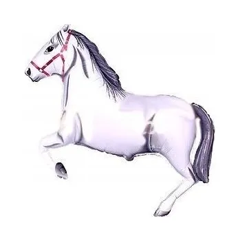Balónek Fóliový balónek 61 cm Kůň v cvalu bílý zvíře