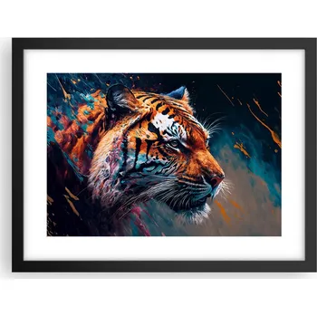 Obraz Obraz plakát v černém rámu do obýváku 40x30 tygr foto plakáty na zeď