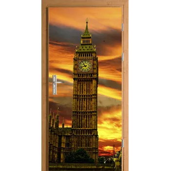 Fototapeta Samolepicí nálepka na dveře s motivem Big Benu v Londýně, Velká Británie