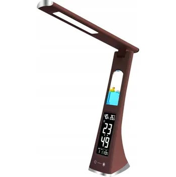 Lampička Skládací stolní lampa, noční lampa, LED hodiny s obrazovkou, hnědá s motivem