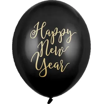Balónek Balónky balónky Happy New Year černé 3ks