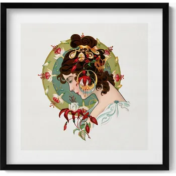 Obraz Obraz v černém rámu dekorace na zeď Portrét krásné ženy 50x50 cm