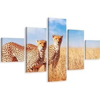 Obraz Vícedílný obraz GEPARDI Zvířata 3D 200x120