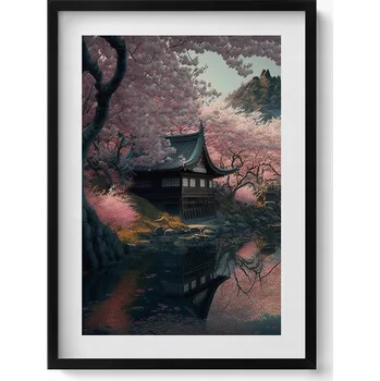 Obraz Dekorativní obraz v rámu do obýváku Krásná asijská višňový květ 50x70 cm