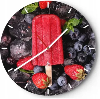 Hodiny Velké nástěnné hodiny na zeď 40x40 Zmrzlina Skleněné hodiny Kulatý Tiché