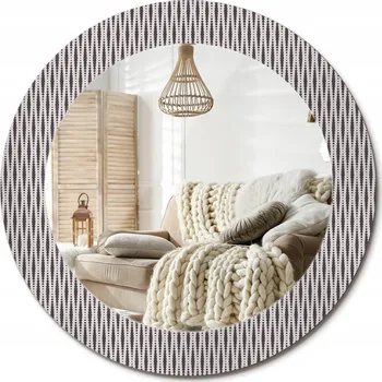 Zrcadlo Závěsné zrcadlo zdobené grafikou na skle, průměr 60 cm – Geometrický vzor teček