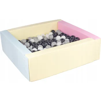 Suchý bazén Čtvercový suchý bazén z ekokůže s 200 míčky v pastelových barvách