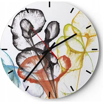 Hodiny Nástěnné hodiny do kuchyně 30x30 Květiny Skleněné hodiny do obýváku Loft Tiché
