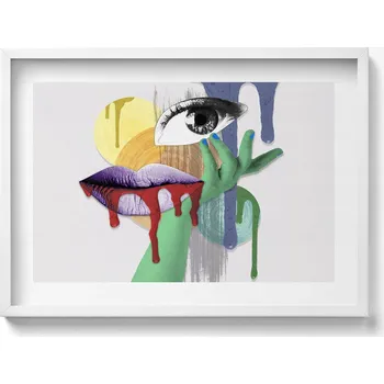 Obraz Dekorativní nástěnný obraz v rámu s grafikou: Surrealistická koláž, 70x50 cm