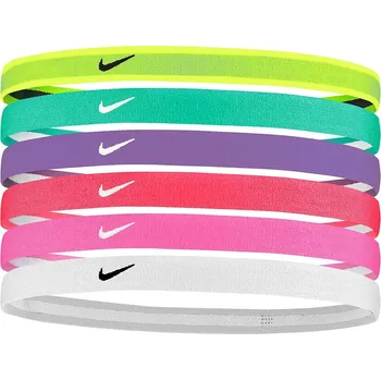 Sada čelenek NIKE Swoosh Headbands 6-pack Volt-Green-Black mix