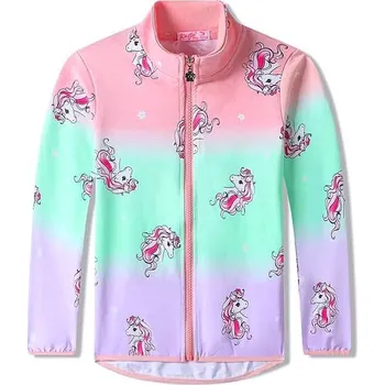 Dívčí mikina DÍVČÍ MIKINY DUHOVÉ S JEDNOROŽCI SM3538 VELIKOSTI 98-128 Velikost: 128, Barva: Zelinkavá