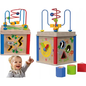 Dřevěná hračka Playtive Dřevěná aktivní kostka 5 v 1