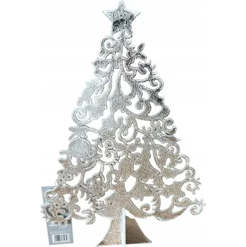 Vánoční dekorace Vánoční stromek 33 cm G5341-33 bílo-stříbrná dekorace k postavení