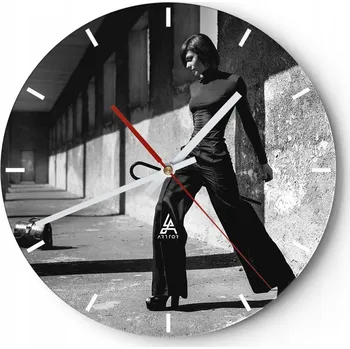 Hodiny Velké nástěnné hodiny na zeď 40x40 Žena Skleněné hodiny Kulatý Tiché