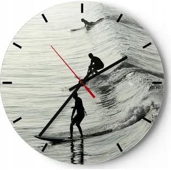 Hodiny Nástěnné hodiny do kuchyně 30x30 Surfing Skleněné hodiny do obýváku Loft Tiché