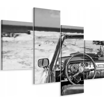 Obraz Čtyřdílný obraz Staré auto Pláž 3D 80x50 cm