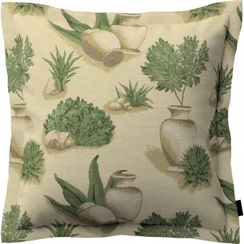 Povlak na polštářek Povlak na polštář 45x45 béžovo-zelený s rostlinným motivem