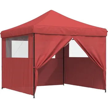 Zahradní stan OMAXI Skládací party stan pop-up se 4 bočními stěnami vínový 491342