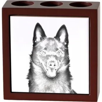 Schipperke - stojan na tužky se psem, organizér na stůl s potiskem, p