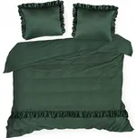 Zelené povlečení s volánky, bavlněný satén, 160x200 cm