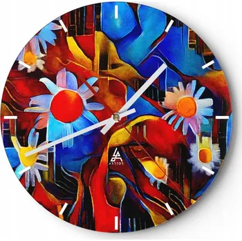 Hodiny Nástěnné hodiny do kuchyně 30x30 Abstrakce Skleněné hodiny do obýváku Tiché