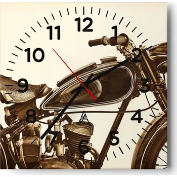 Hodiny Nástěnné hodiny do obýváku 40x40 Motorka Tiché Skleněné hodiny Bez hlučnosti