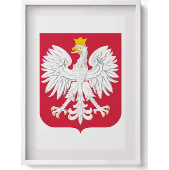 Obraz Dekorativní nástěnný obraz v rámu s grafikou Bílý orel, státní znak Polský, 50x70 cm