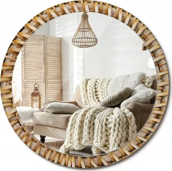 Zrcadlo Kulaté moderní zrcadlo na zeď s potiskem na skle XXL 100 cm Pletenka