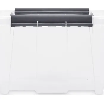 Úložný box Krabice s víkem, odstíny šedé a stříbrné, průhledný