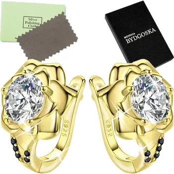 Náušnice ZLATÉ NÁUŠNICE PRO ŽENU RŮŽE STŘÍBRO 925