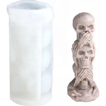 Výtvárné potřeby Silikonová forma na svíčky, vosk, mýdlo a odlitky – HALLOWEENSKÝ SLOUPEK S LEBKAMI