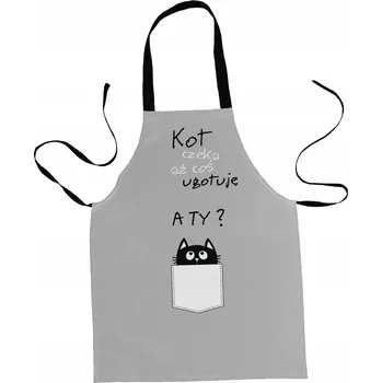 Kuchyňská zástěra POLSKÉ ZÁSTĚRY / Kuchyňská zástěra KOT ČEKÁ