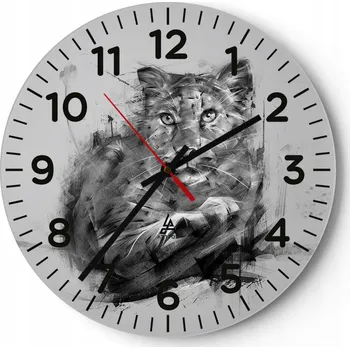 Hodiny Kuchyňské nástěnné hodiny 30x30 Panter Moderní skleněné hodiny do obýváku Tiché