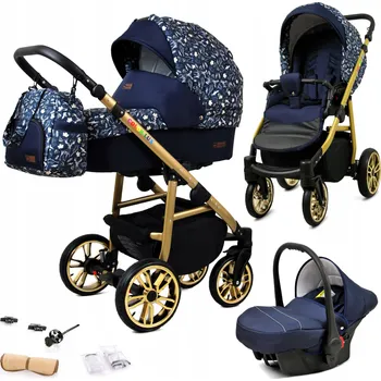 Kočárek Dětský kočárek 3v1 BabyLux COLORLUX GOLD - sportovní verze, hluboká korba, autosedačka, taška