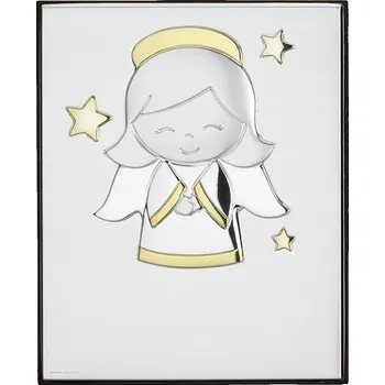 Obraz Stříbrný obrázek na křtiny andílek s hvězdičkou | Rozměr: 6x7.5 cm