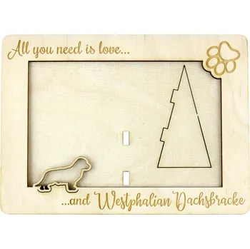 Obraz Západofálský honič krátkonohý - gravírovaný rámeček na fotku se psem, jméno psa