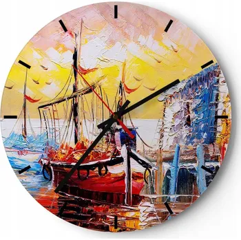 Hodiny Nástěnné hodiny do kuchyně 30x30 Krajina Skleněné hodiny do obýváku Tiché