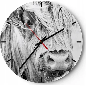 Hodiny Nástěnné hodiny do kuchyně 30x30 Kráva Skleněné hodiny do obýváku Loft Tiché