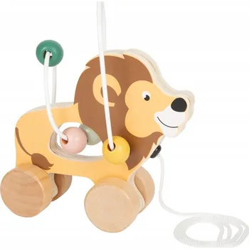 Dřevěná hračka Malý tahací lev s labyrintem safari