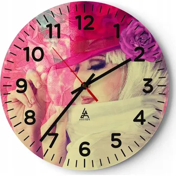 Hodiny Nástěnné hodiny do obýváku 40x40 Žena Kulatý Skleněné hodiny Loft Tiché