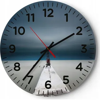 Hodiny Nástěnné hodiny do obýváku 40x40 Abstrakce Kulatý Skleněné hodiny Loft Tiché