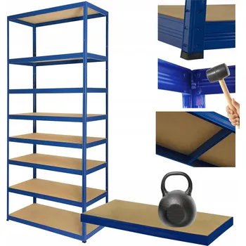 Dílenský regál Kovový regál skladový stojan HELIOS 270x100x45cm 8 polic x 175kg, ROBUSTNÍ