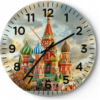 Hodiny Nástěnné hodiny do obýváku 40x40 Město Kulatý Hodiny na skle Loft Tiché