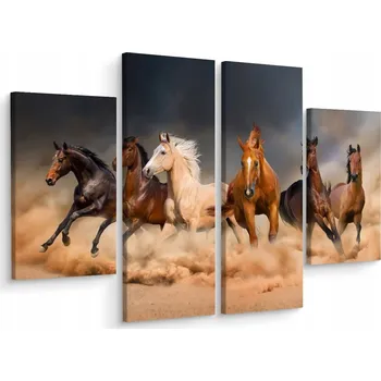 Obraz Obraz Čtyřdílný (Tetraptych) cválající koně na Poušti 80x60